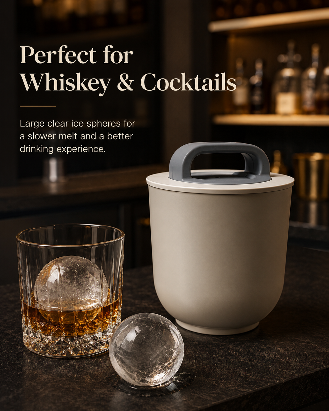 64mm Clear Ice Ball Maker for Whiskey & Cocktails