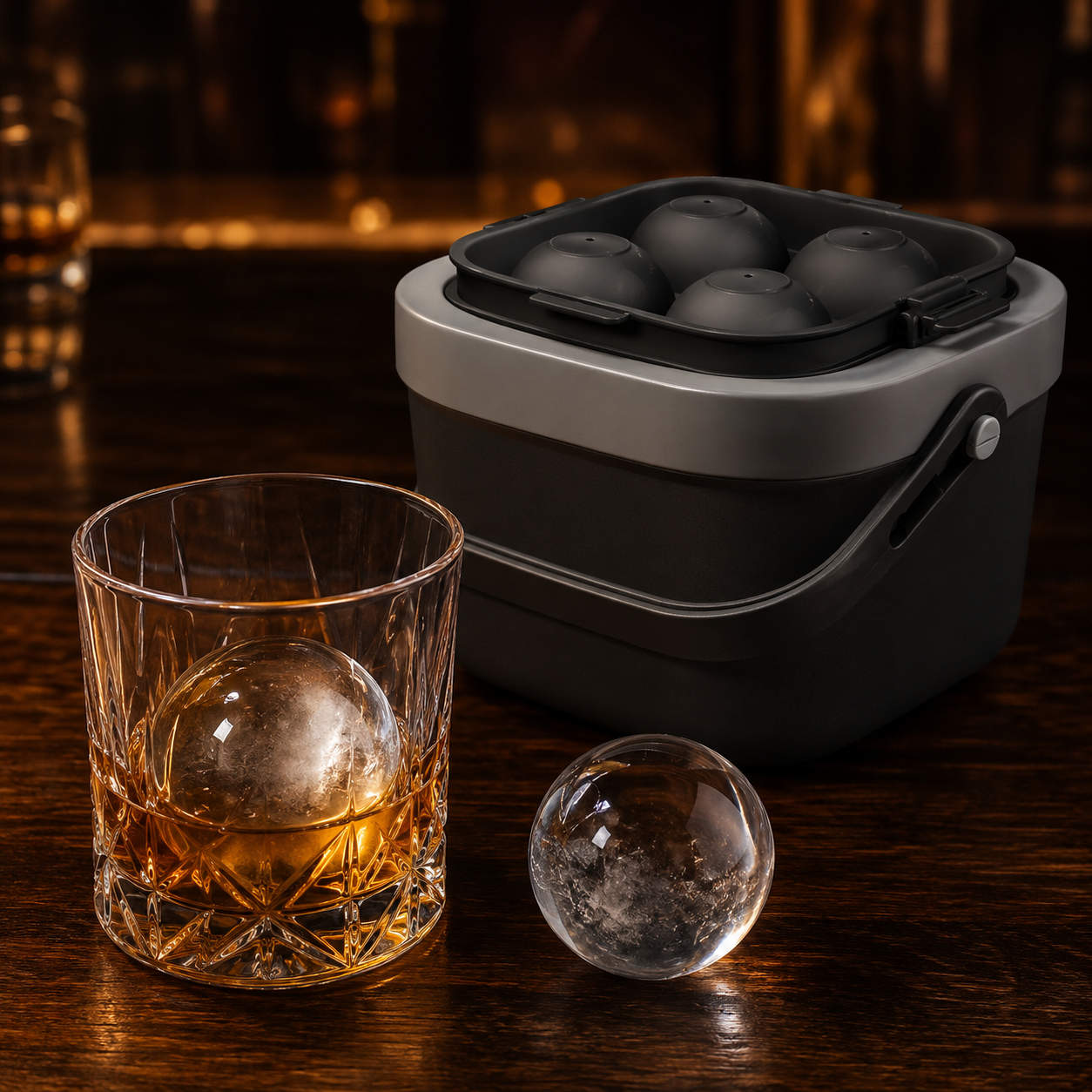 Crystal Clear Ice Ball Maker for Whiskey – Makes 4 Large 2.4" Ice Spheres