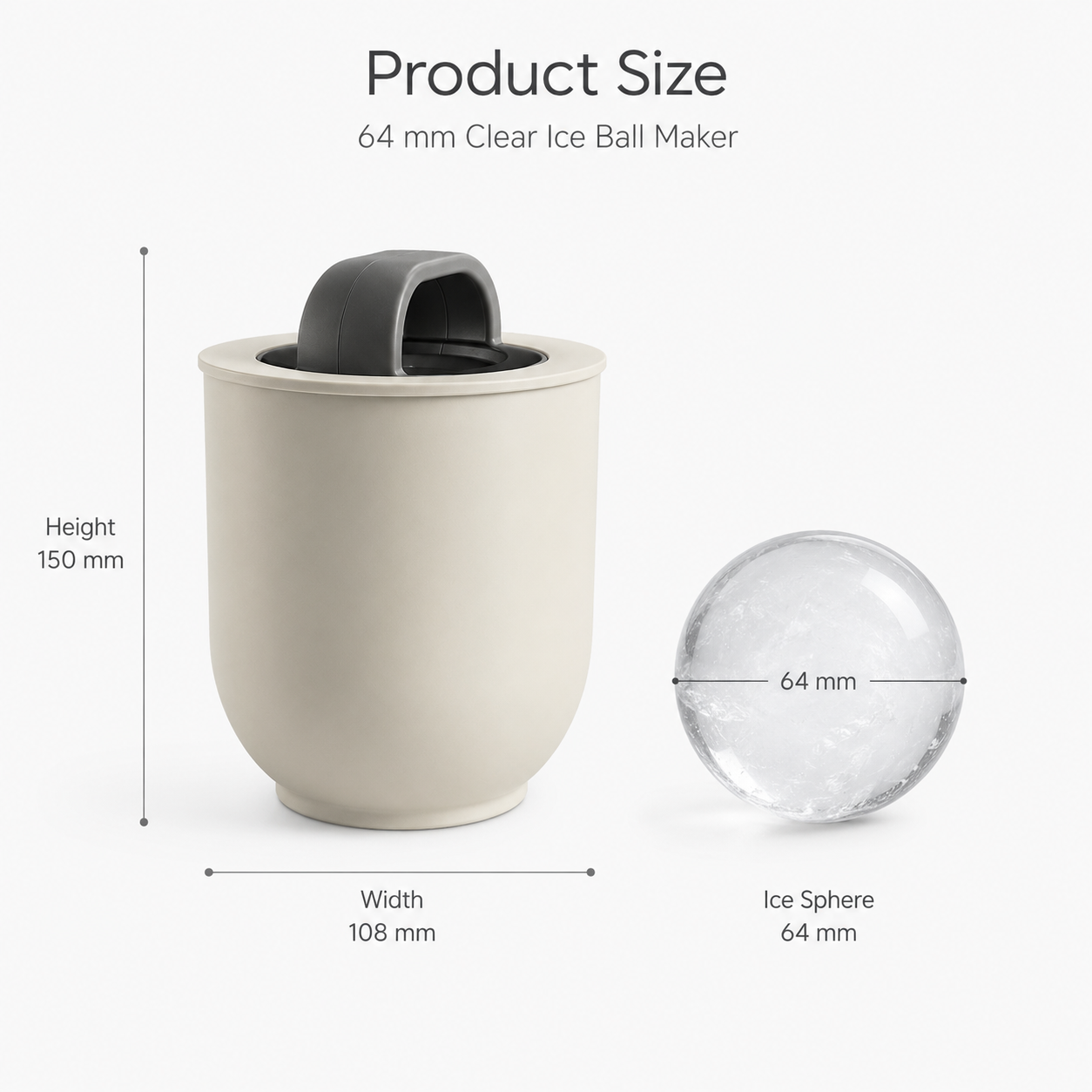 64mm Clear Ice Ball Maker for Whiskey & Cocktails