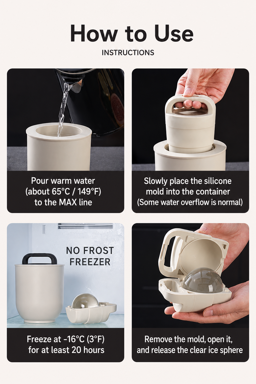 64mm Clear Ice Ball Maker for Whiskey & Cocktails