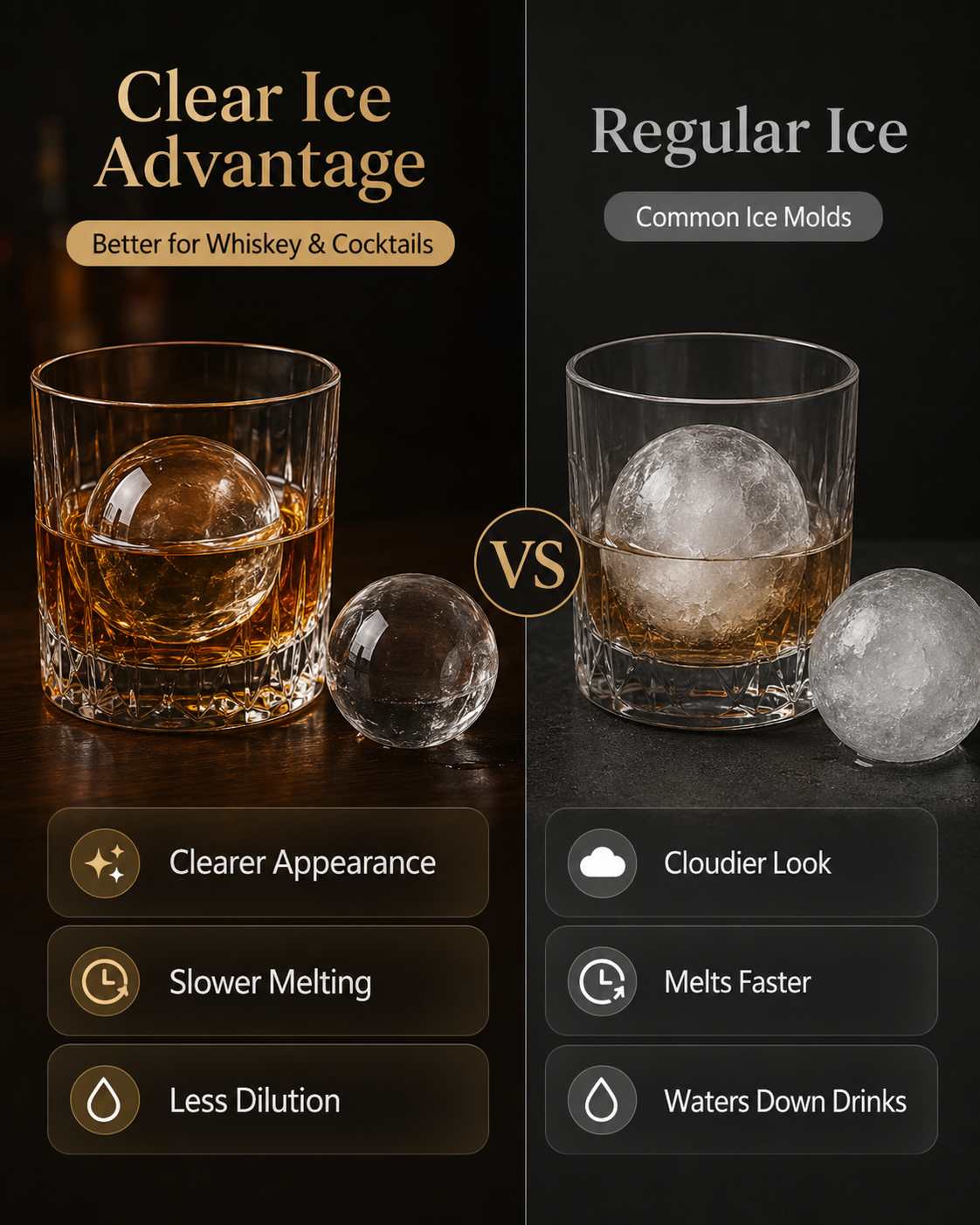 64mm Clear Ice Ball Maker for Whiskey & Cocktails