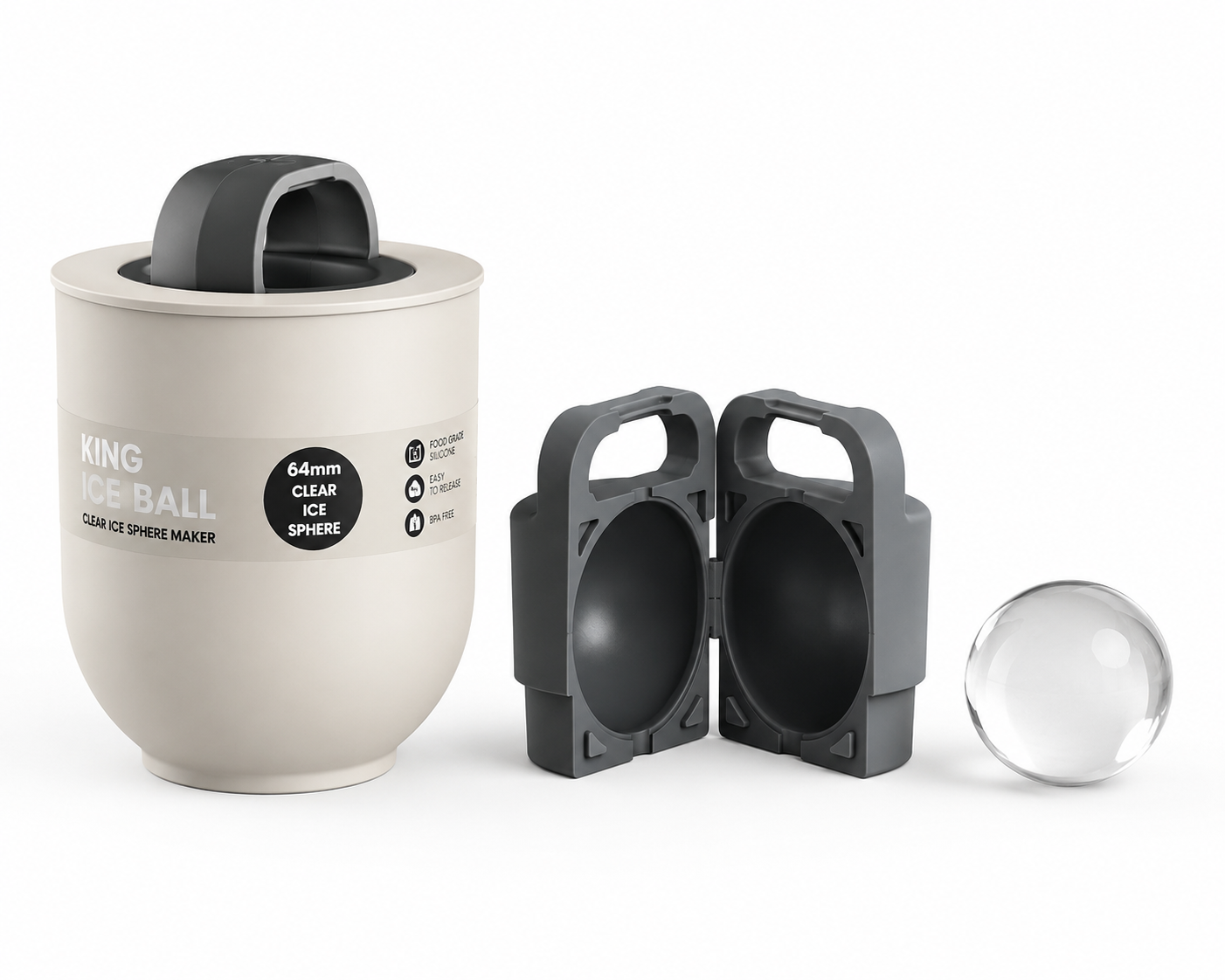 64mm Clear Ice Ball Maker for Whiskey & Cocktails